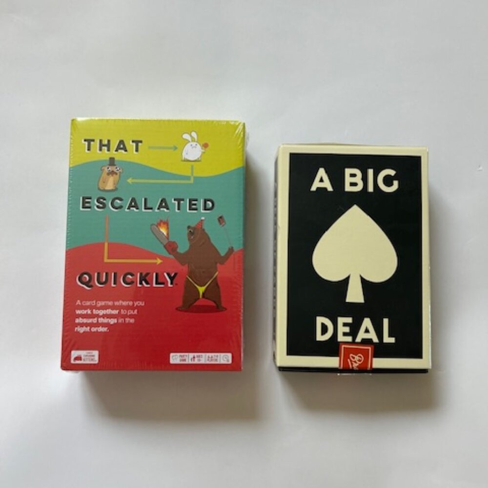 New That Escalated Quickly Card Game and Used A Big Deal Card Game - 2 Games